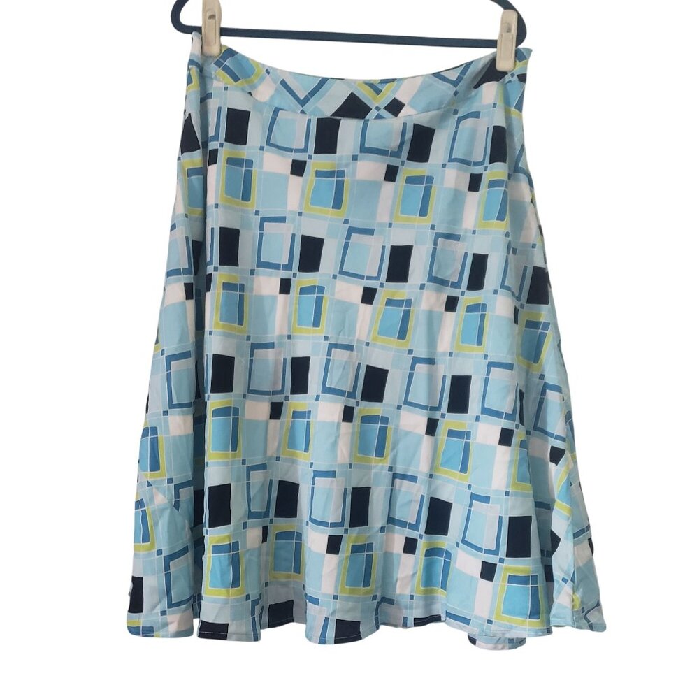 Vintage 90s Valerie Stevens Womens Silk A-Line Skirt Size 16‎ Geometric Work